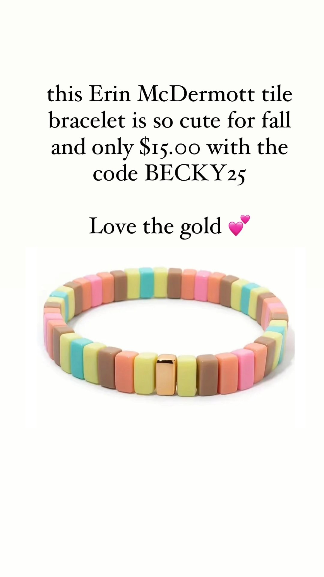 Love this tile bracelet from Erin McDermott Jewelry - only $15.00 today with code BECKY25 