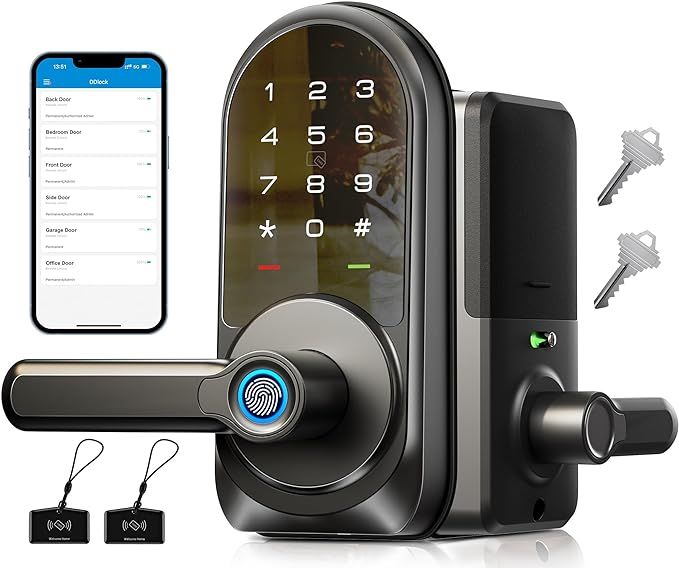 Veise Smart Lock with Fingerprint, Keypad and App Control - Keyless Entry and Handle for Front Do... | Amazon (US)
