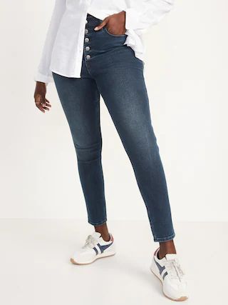 Extra High-Waisted Rockstar 360° Stretch Super Skinny Button-Fly Jeans for Women | Old Navy (US)