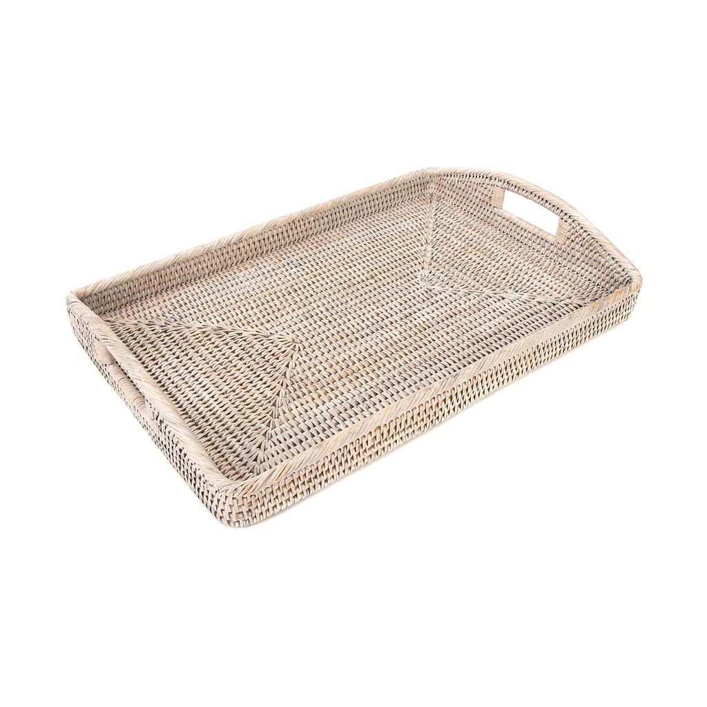 Large Woven Tray with Handles in Whitewash | Caitlin Wilson Design