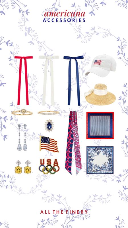 Red white and blue , Americana, Olympics accessories, what to wear to the Olympics team usa, scarf, usa, bows, Fourth of July , American flag, twilly 