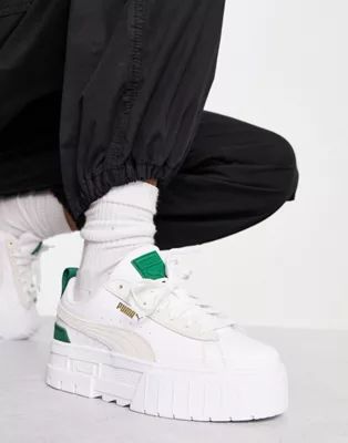 PUMA Mayze sneakers in white with green detail | ASOS (Global)