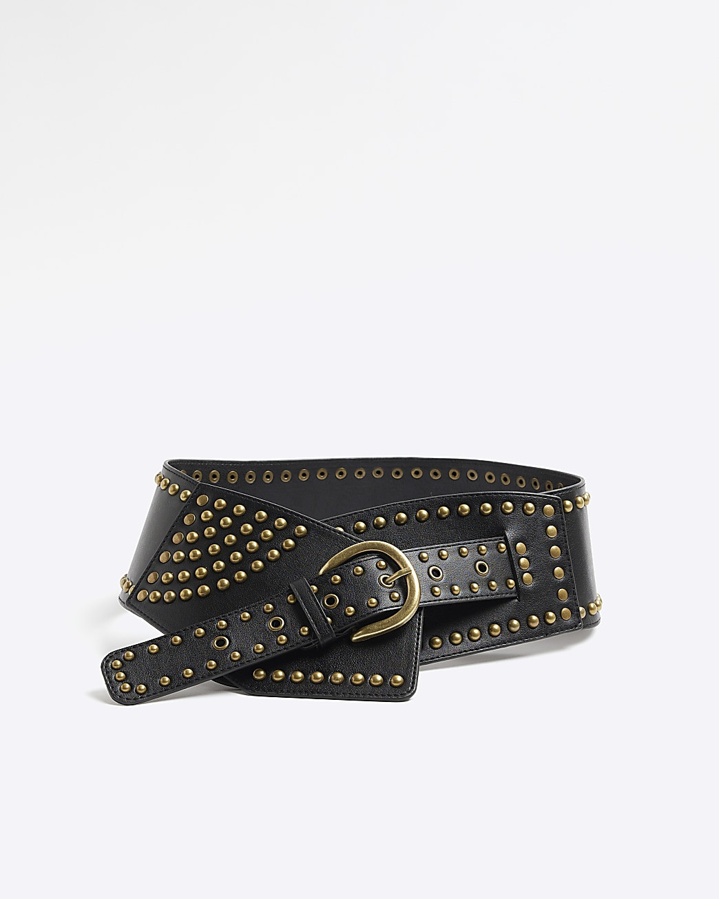 Black Studded Wide Belt | River Island (UK & IE)
