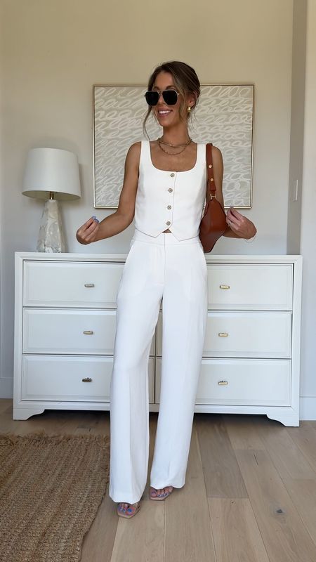 CHIC ARITZIA SUIT VEST AND TAILORED PANTS PERFECT FOR SUMMER! Chic summer outfit. True to size. I do a 0 in pants here and did a 4 in the vest  

#LTKWedding #LTKStyleTip #LTKFindsUnder100