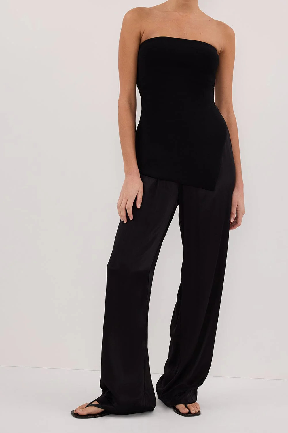 MONICA BLACK SATIN PANT | DISSH