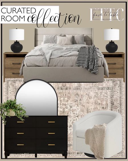 Curated Bedroom Collection. Follow @farmtotablecreations on Instagram for more inspiration.

Stone Keyara Spill Proof Washable Area Rug. Allysyn 22.7" 2 Drawer Nightstand. Verdugo Hydraulic Lift Up Storage Upholstered Platform Bed. Daigre Resin Table Lamp. Ingvar 6 - Drawer Dresser. Carine Metal Arch Wall Mirror. Karas Faux Tradescantia Plant in Ceramic Vase. Kiersten Upholstered Swivel Barrel Chair. Pure Chunky Cotton Knitted Throw. Bedroom Decor. Bedroom Finds. Neutral Bedroom. Bedroom Sale Items. Wayfair Flash Deals. Wayfair Spring Savings. 

#LTKhome #LTKfindsunder50 #LTKsalealert