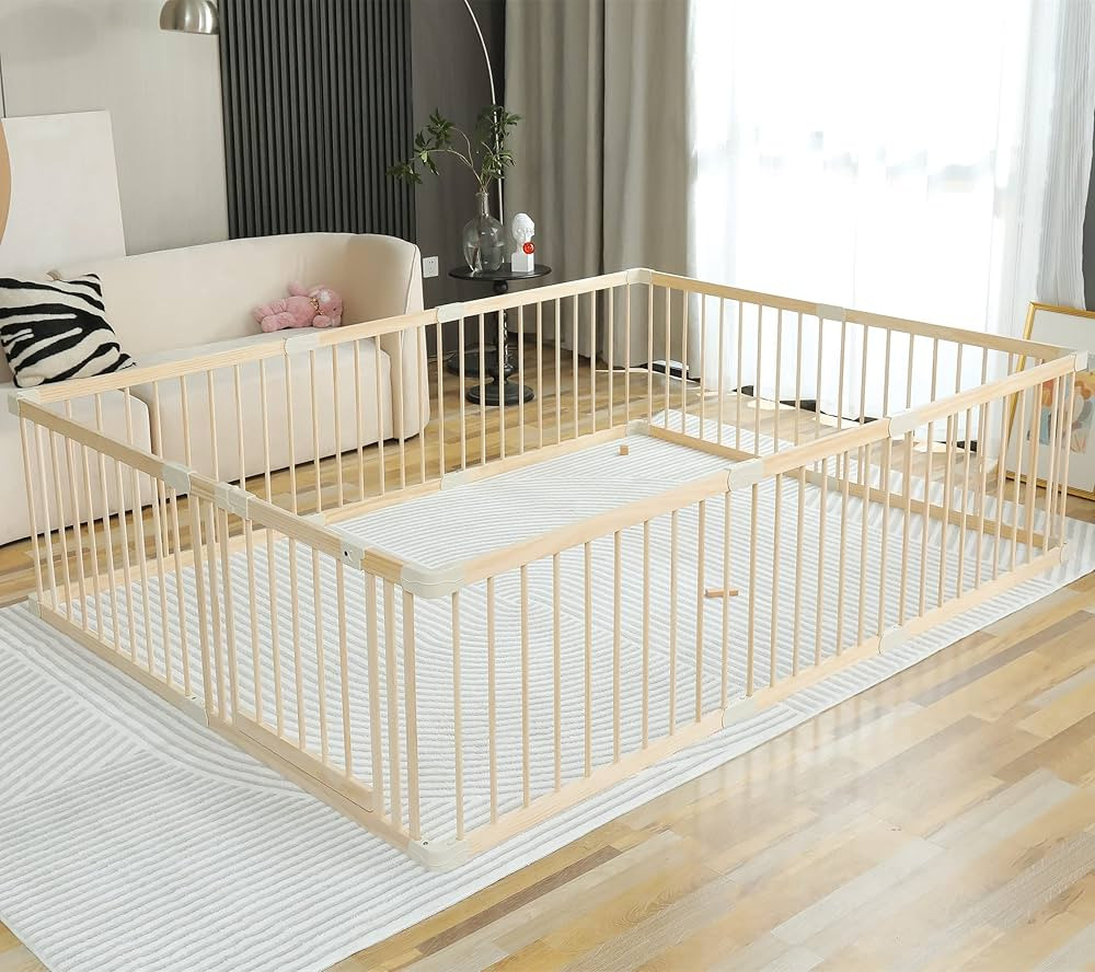 Baby Playpen Play Fence Gate Play Pen Wood Large,Playpens for Babies and Toddlers Kids Indoor,Bab... | Amazon (US)