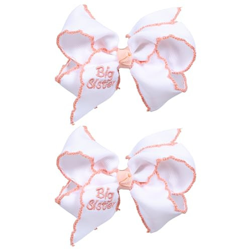 Big Sister Hair Bow Clip 2pcs 4" Embroidered Ribbon Bowknot Alligator Clips for Teens Girls Birthday Party Everyday Dress Decor Accessory Gift | Amazon (US)