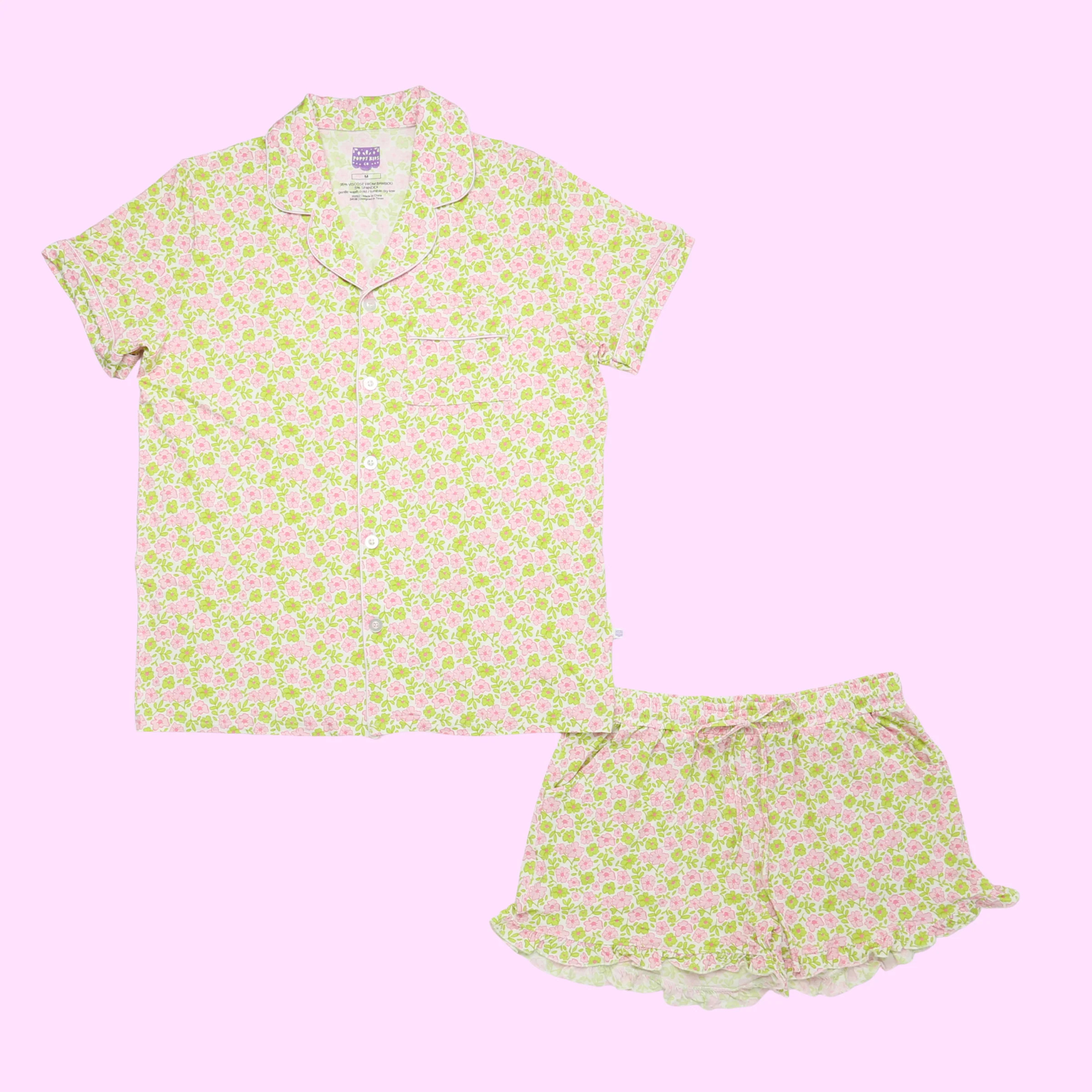 Pink and Green Floral Mom PJ Set | Poppy Kids Co