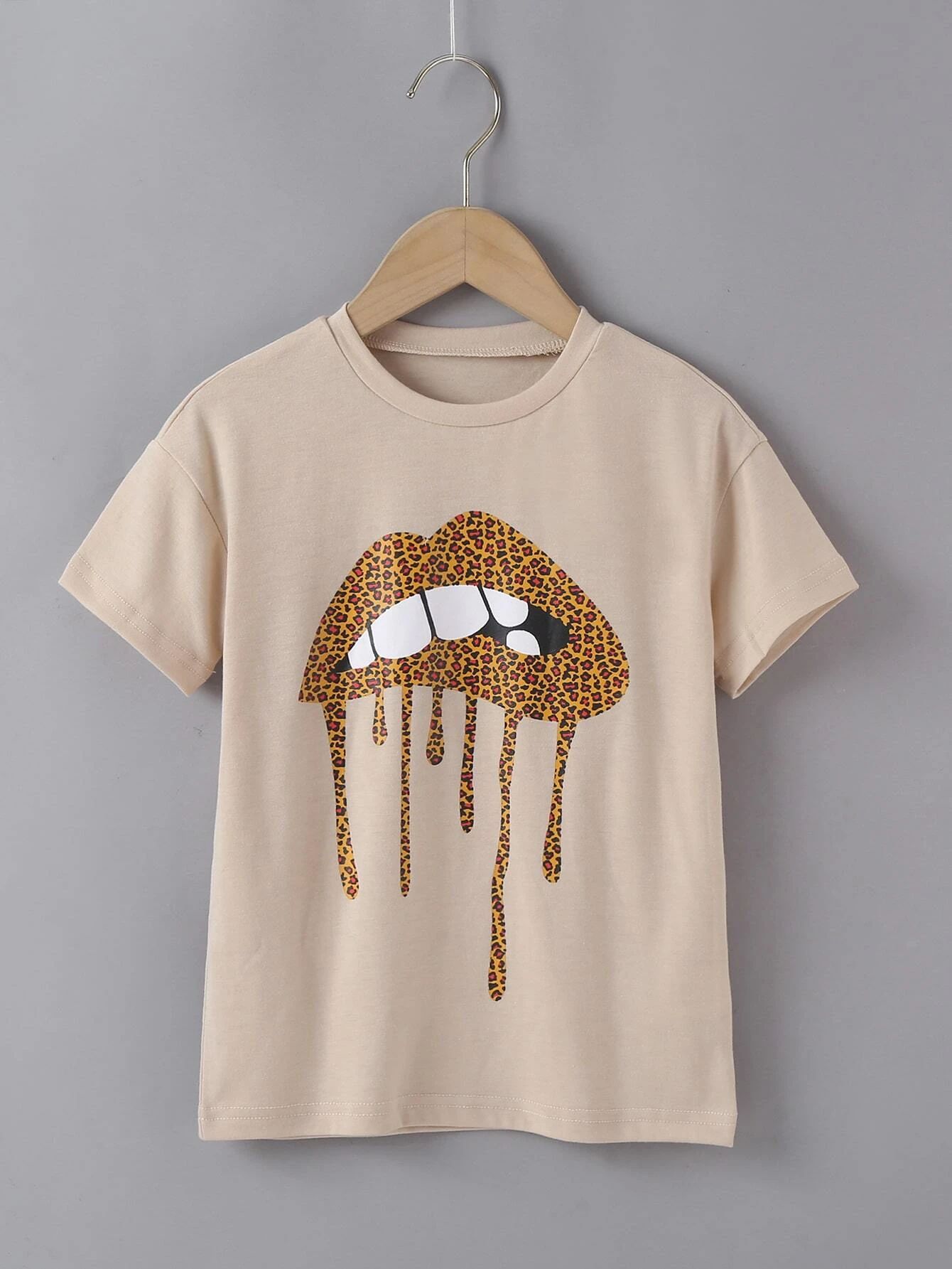 Toddler Girls Mouth And Cheetah Print Tee | SHEIN