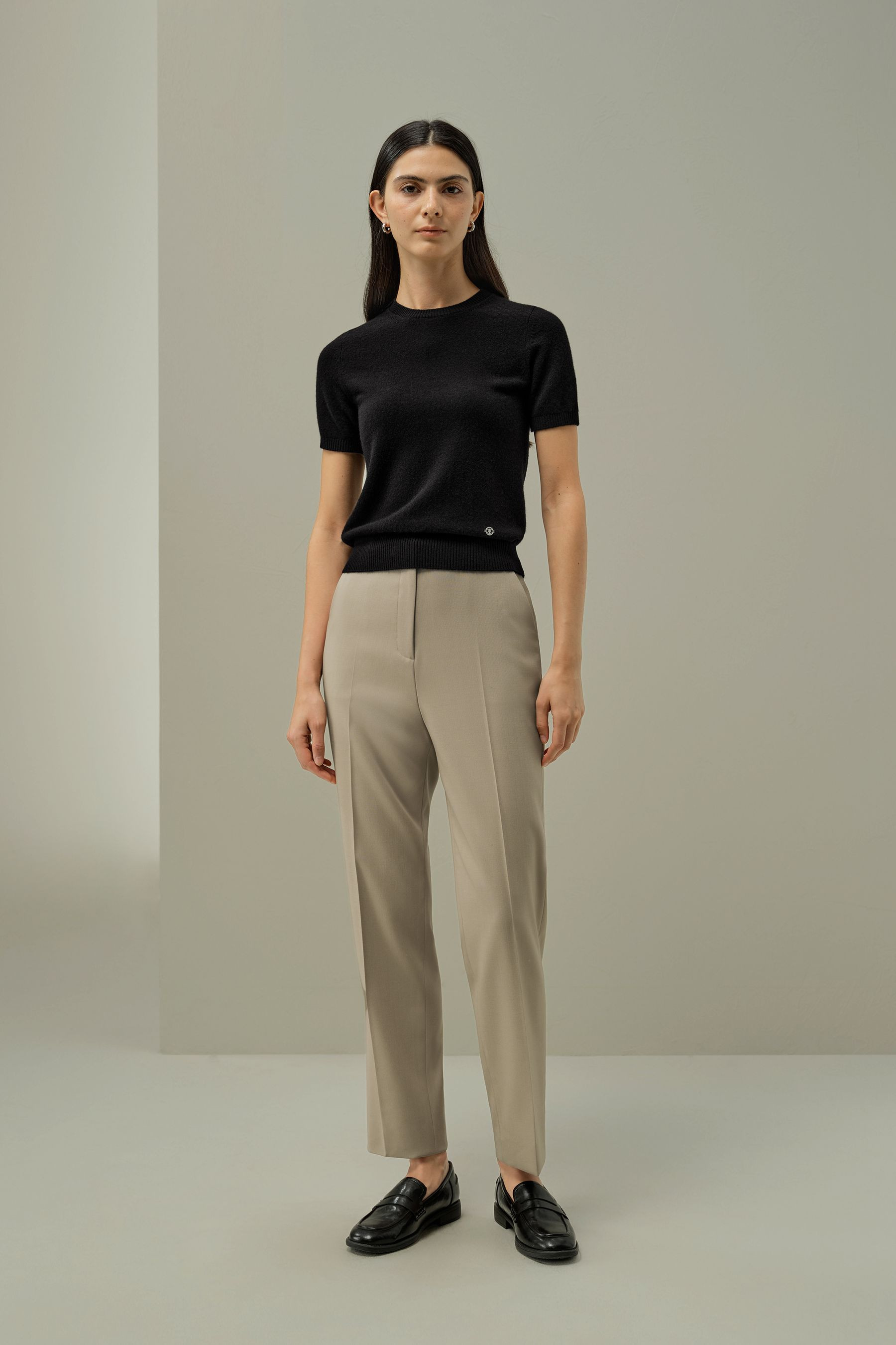 Kaschmir Top mit kurzen Ärmeln | LilySilk