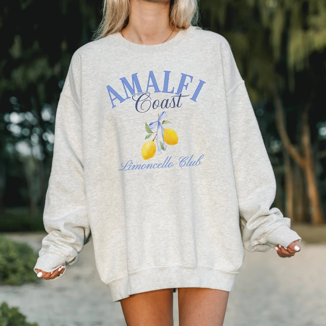 Amalfi Sweatshirt, Limoncello Club Sweatshirt, Italy Sweatshirt, Amalfi Coast Crewneck, Amalfi Le... | Etsy (US)