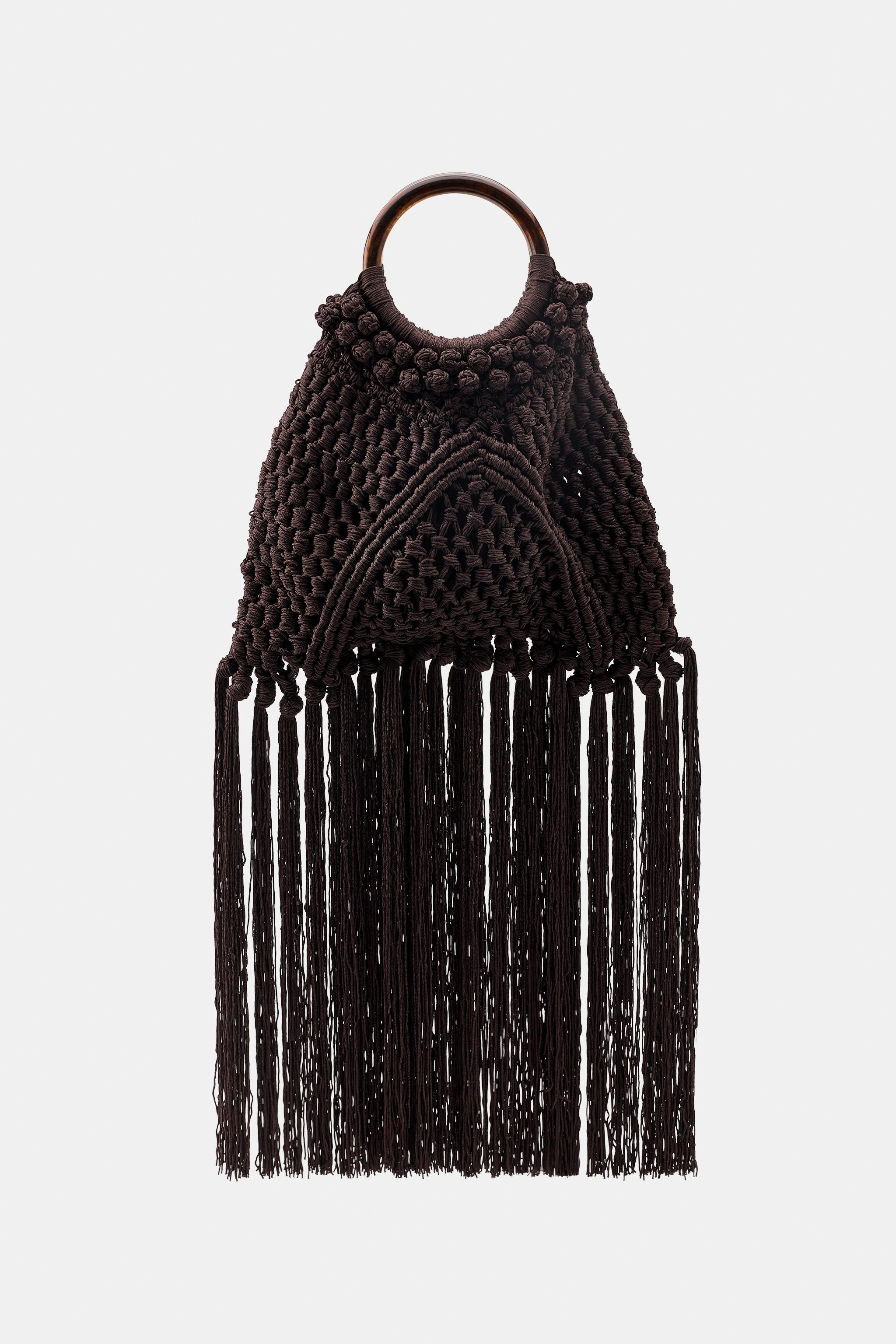 SAC EN TISSU À NŒUDS ET FRANGES | Zara FR