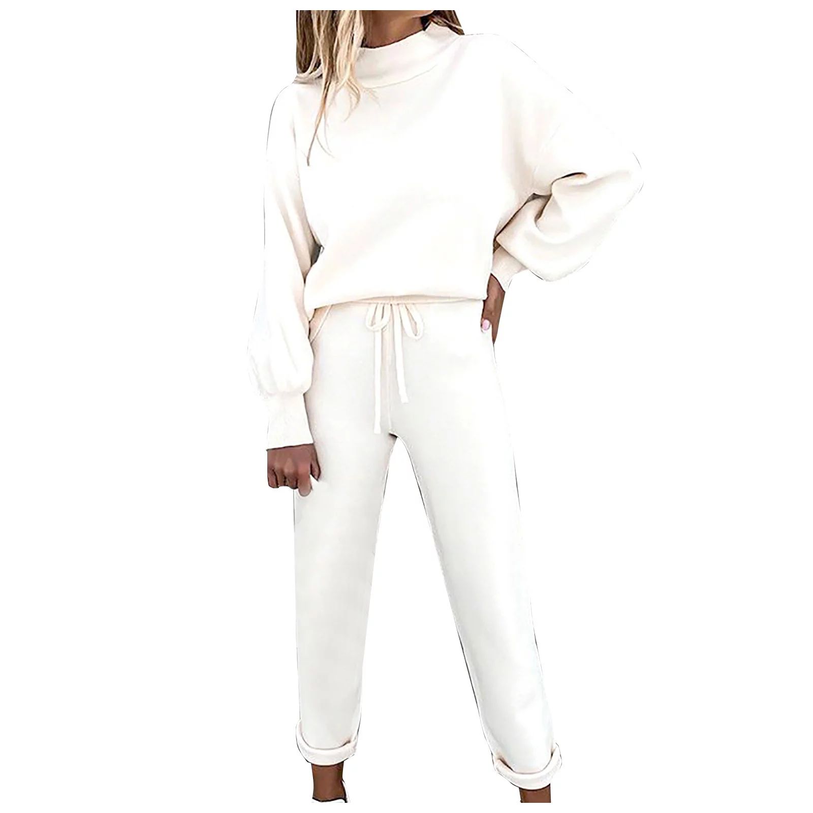 Women's 2 Piece Lounge Sets Outfits Long Sleeve Pullover Sweatshirt Jogger Pants Sweatsuit | Walmart (US)