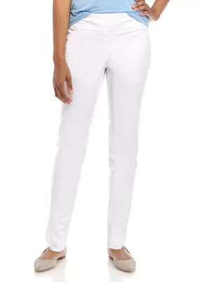 Crown & Ivy Women's Ashley Bi Stretch Pull On Pants, White, 12 | Belk