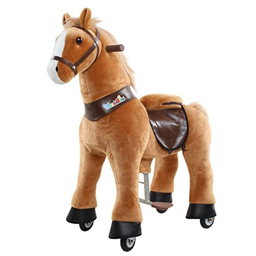 WondeRides Ride on Horse Pony Cycle Riding Horse Toy Size 4 for Age 4-9 M445, 36 Inch Height Riding Pony Ride Plush Giddy up Rocking Mechanical Walking Animal with Wheels No Battery for Child Kids | Amazon (US)