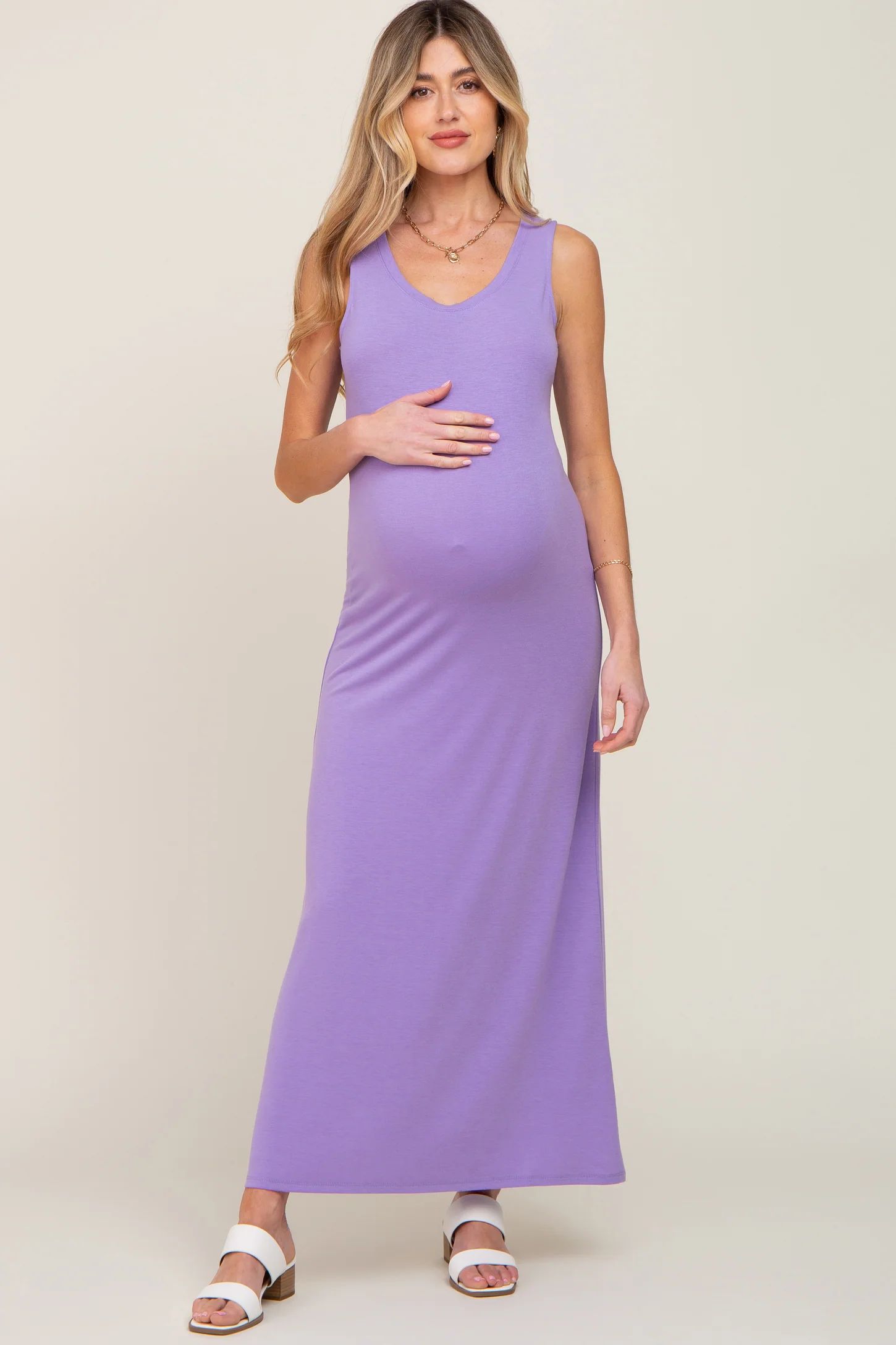 Lavender Sleeveless Maternity Maxi Dress | PinkBlush Maternity
