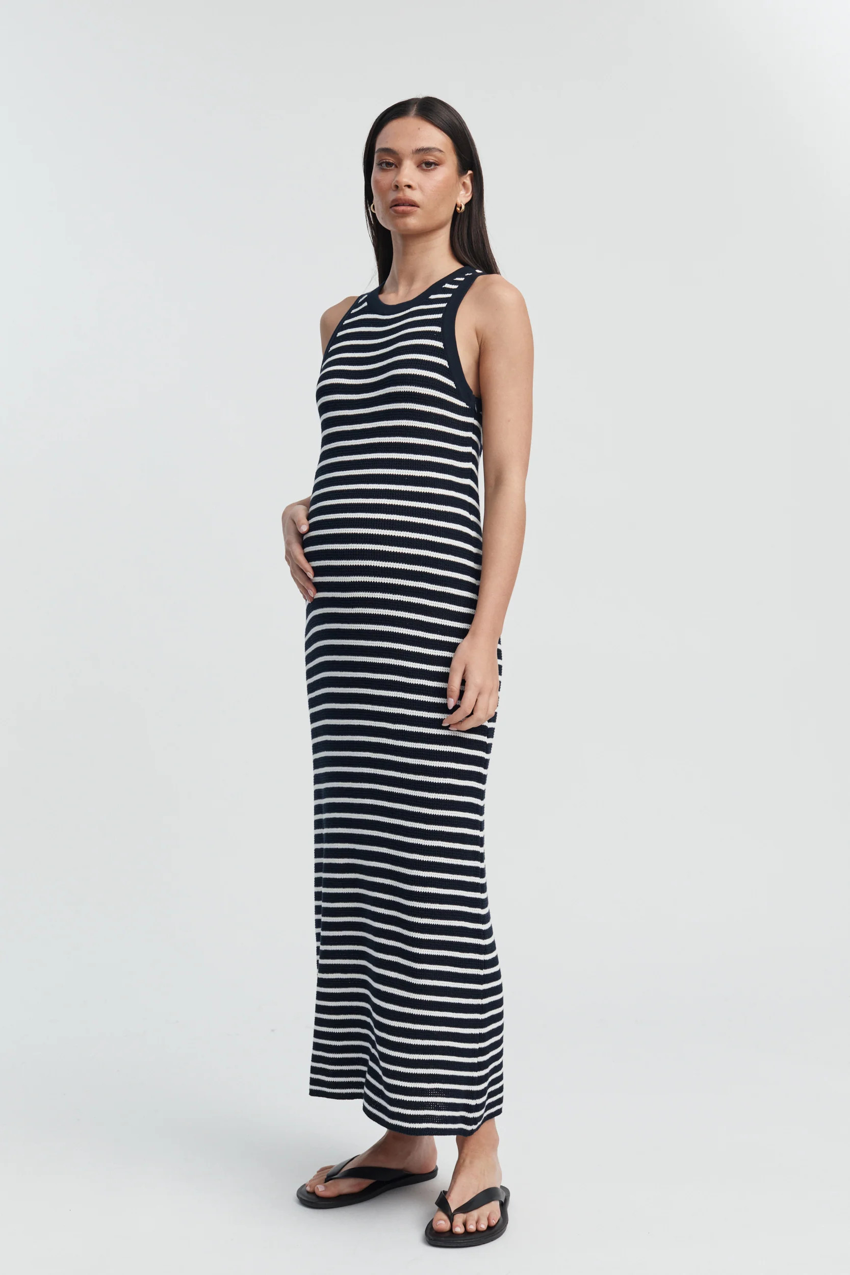 Sleeveless Crochet Dress (Dark Navy/White) | Legoe Heritage Maternity APAC