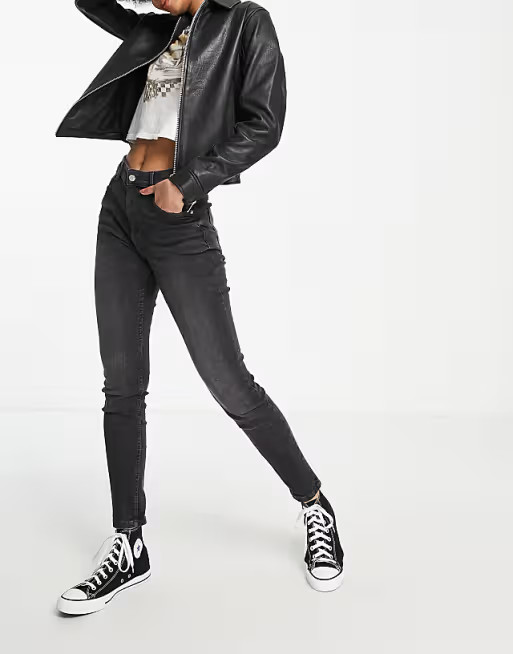 Bershka Tall - Skinny jeans met hoge taille in grijs | ASOS (Global)