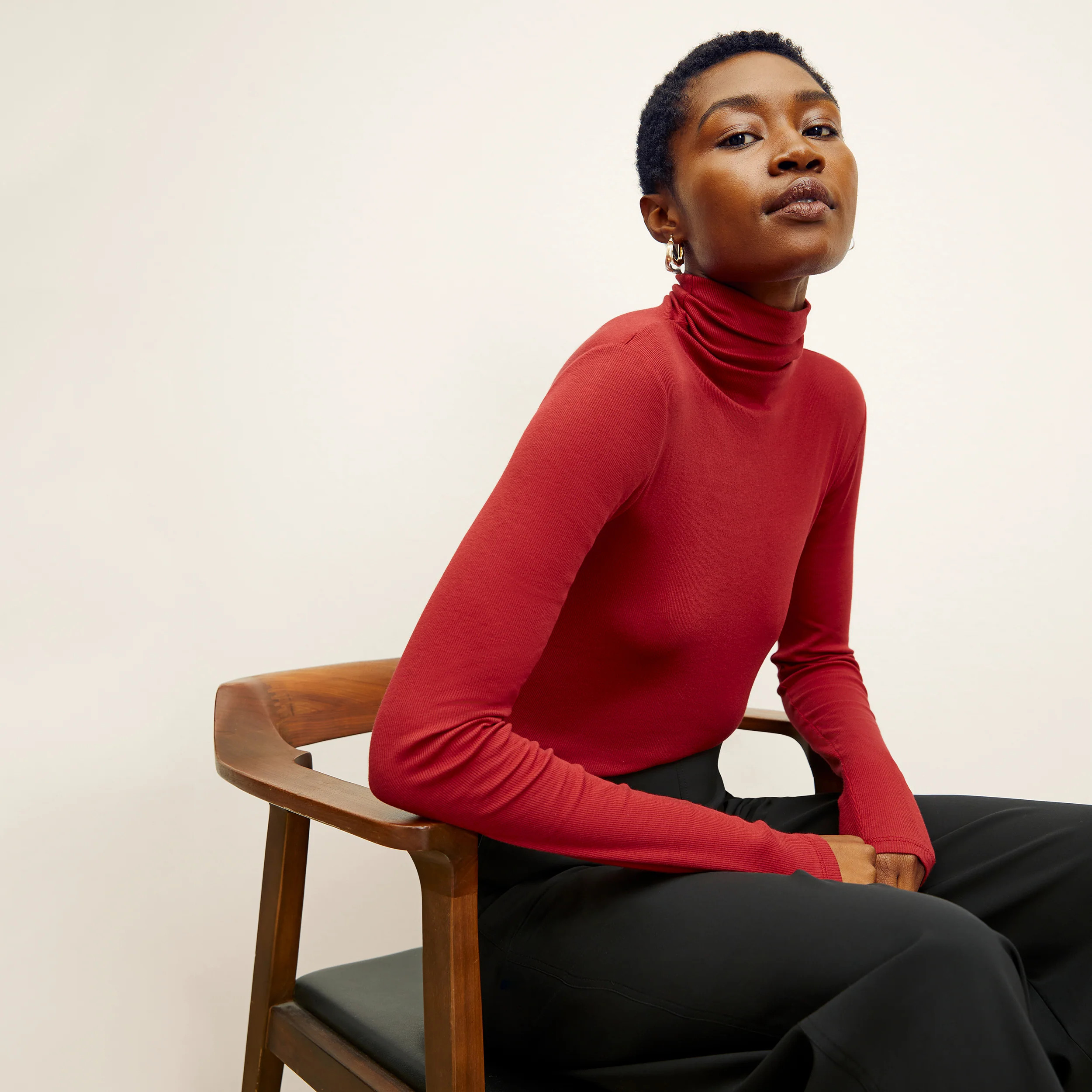 Axam Turtleneck - Organic Ribbed Pima Cotton :: Cardinal | MM LaFleur