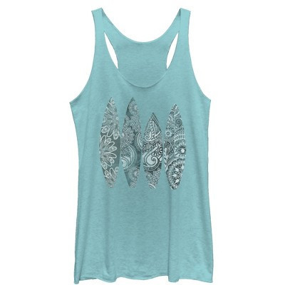 Women's CHIN UP Henna Surfboard  Racerback Tank Top - Tahiti Blue - Medium | Target