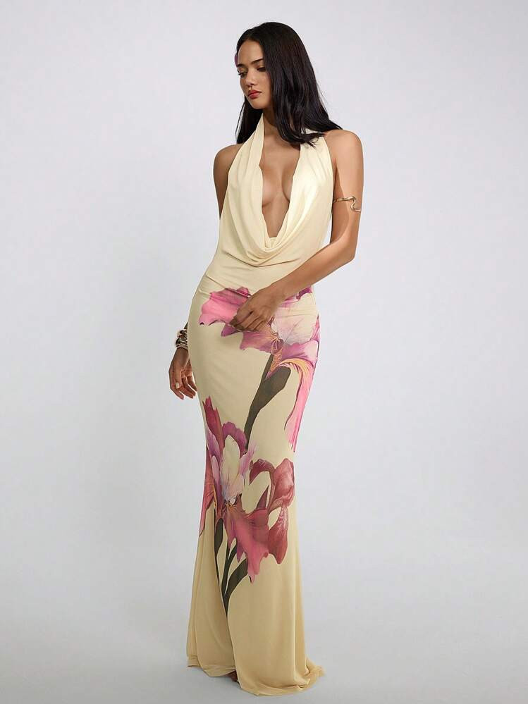 Aloruh Women's Sexy Backless Halter Dress With Floral Print Maxi Dress Women Summer Dress Women S... | SHEIN
