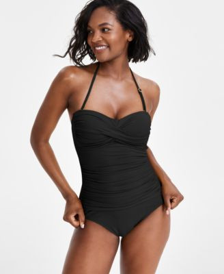 Women's Twist-Front Ruched One-Piece Swimsuit | Macy's
