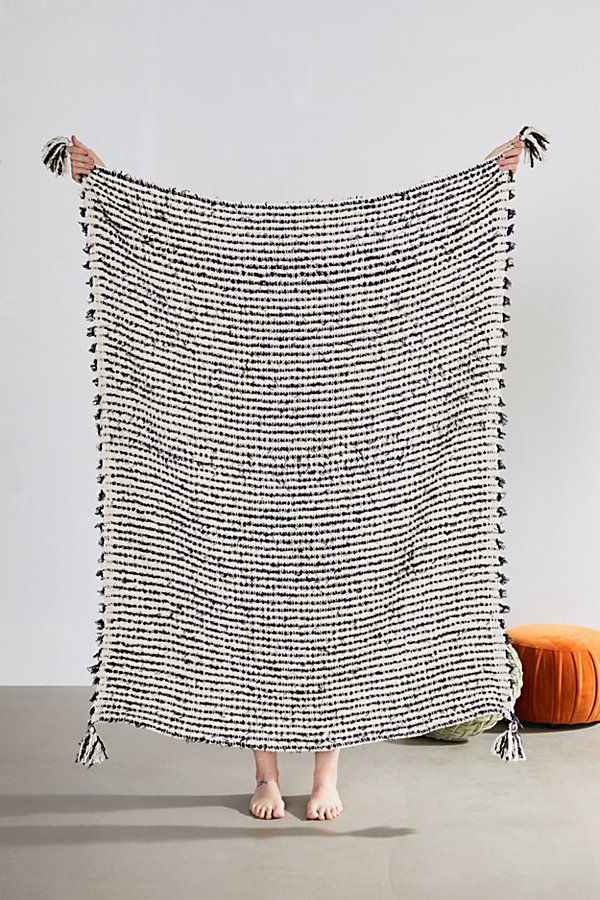 Jules Tassel Throw Blanket - Black at Urban Outfitters | Urban Outfitters (US and RoW)