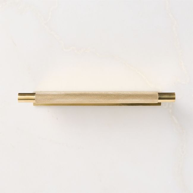 Nicolo Knurled Unlacquered Brass Drawer Pull 7 | CB2