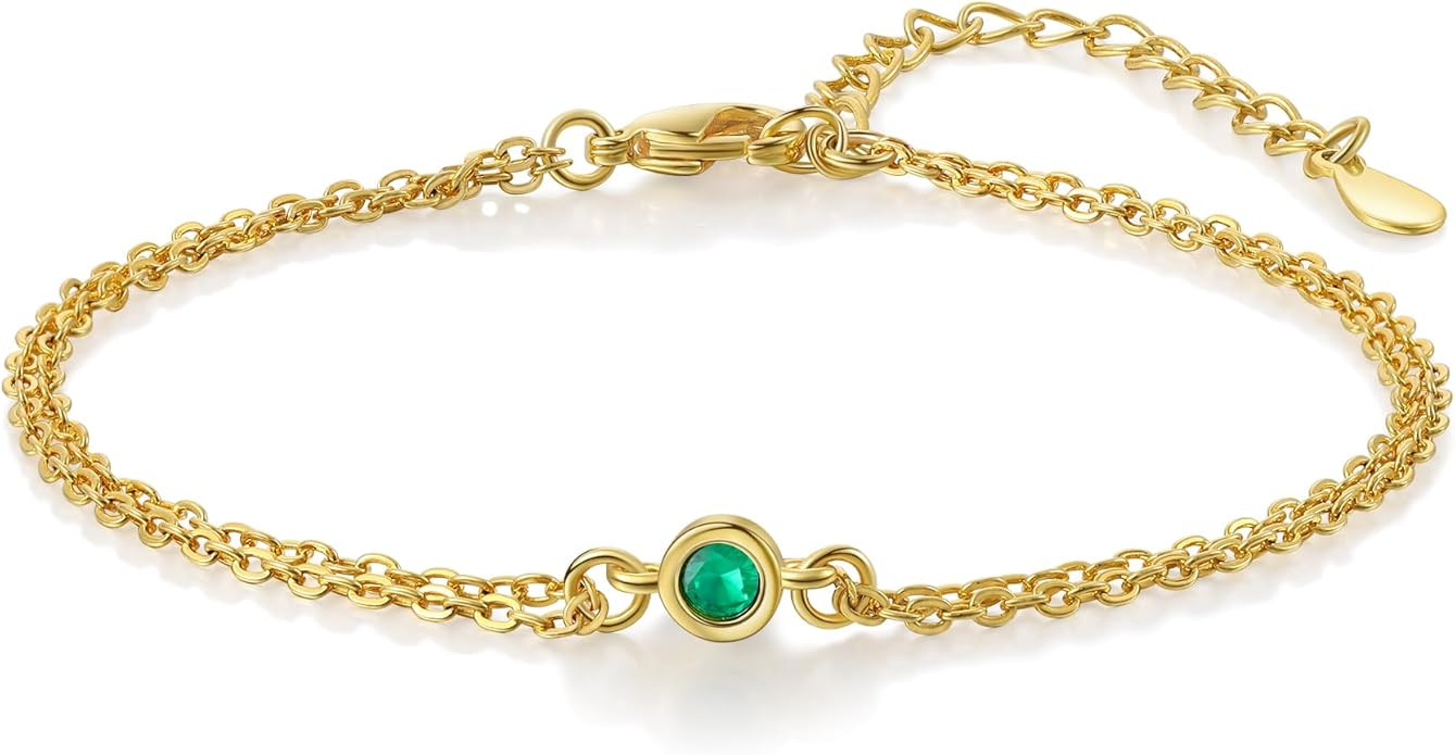 Wendy Made Custom Birthstone Bracelet for Women — 1-6 Birthstones Adjustable Bracelets Jewelry ... | Amazon (US)