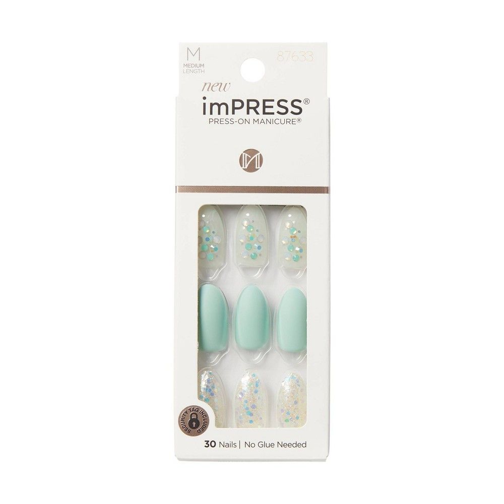 KISS Products imPRESS Press-On Manicure Medium Almond Fake Nails - Evergreen - 33ct | Target