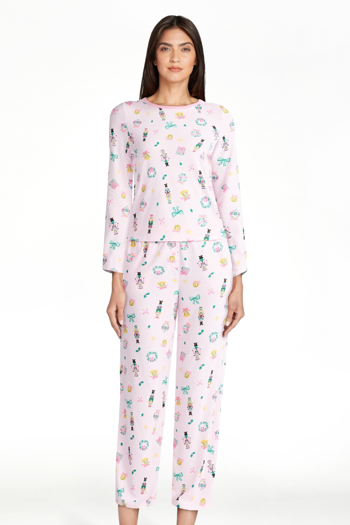 Christmas Women's and Women's Plus Long Sleeve Top and Wide Leg Pants Pajama Set from Holiday Tim... | Walmart (US)