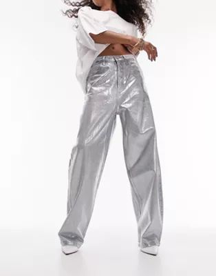 Topshop silver foil baggy jeans in bleach | ASOS (Global)