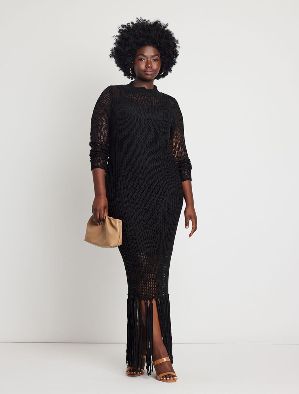 Open Stitch Dress With Fringed Hem | Women's Plus Size Dresses | ELOQUII | Eloquii