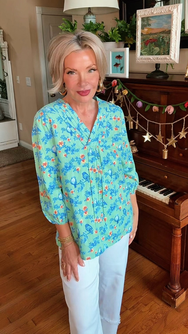 Now this right here is what I call a smart little purchase.  $21, lightweight, and that fit just skims without clinging. Looks good with denim, white pants, shorts… whatever mood you’re in. 
Simple, pretty, and handled

#LTKgrwm #LTKPlusSize #LTKSaleAlert