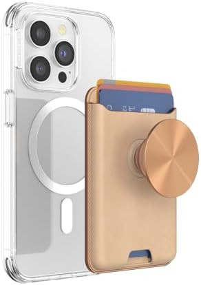 PopSockets Phone Wallet for MagSafe, Phone Card Holder with Grip, Gold - Tan Nigiri | Amazon (US)