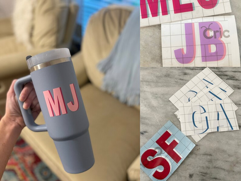 Personalized Shadow Monogram Sticker Stanley Cup Monogram - Etsy | Etsy (US)