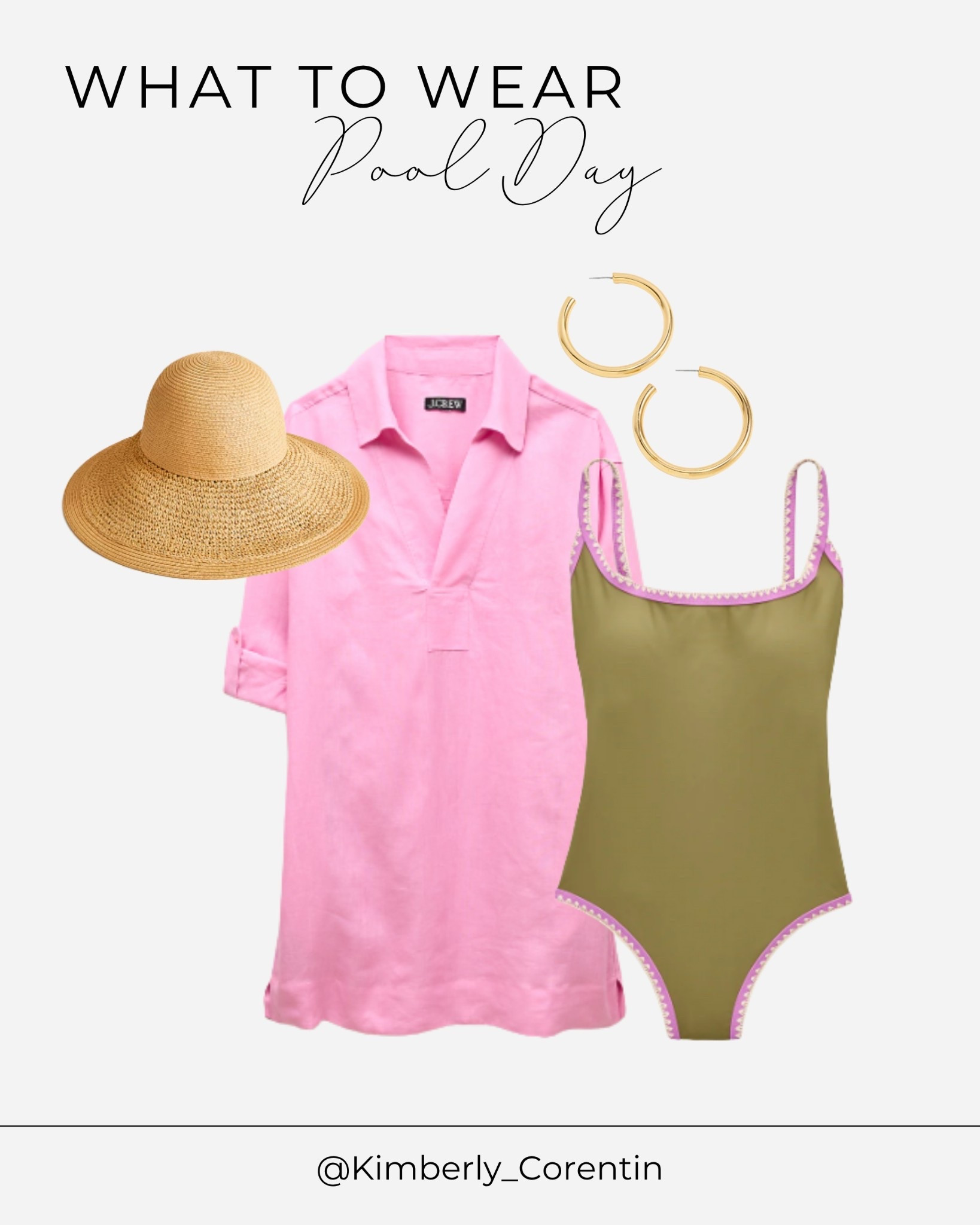 What to wear for a pool day 🏊‍♀️ Olive green one-piece swimsuit, pink linen coverup shirt, straw sun hat, and gold hoops — simple, chic, and ready for the water! Pool outfit ideas for summer.

#pooldayoutfit #poolday #whattowearpoolday #pooloutfit #swimwear #onepieceswimsuit #greenswimsuit #linencoverup #pinkcoverup #strawhat #sunhat #goldhoops #summerstyle #poolsidestyle #vacationoutfit #resortwear #swimcoverup #jcrew #poolessentials #summeroutfitideas

#LTKSwim #LTKTravel #LTKOver40