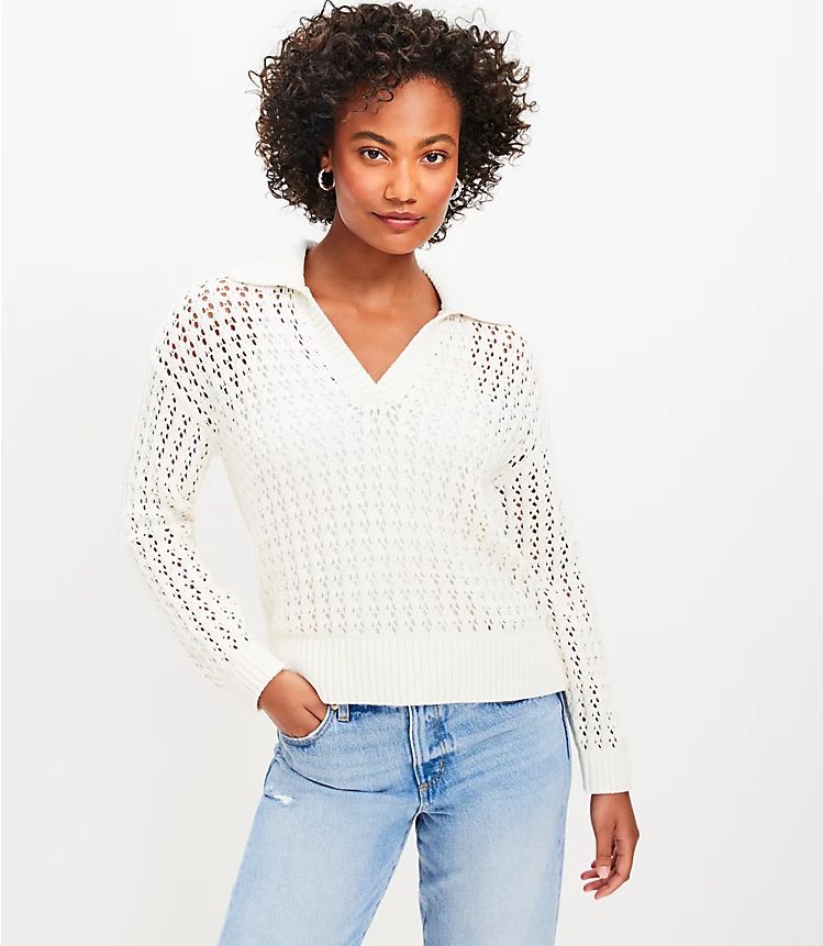 Mesh Collared Sweater | LOFT
