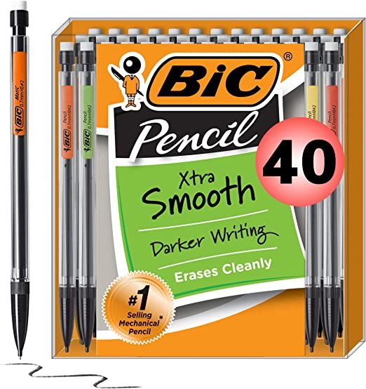 BIC Xtra-Smooth Mechanical Pencils With Erasers, Medium Point (0.7mm), 40-Count Pack, Bulk Mechan... | Amazon (US)