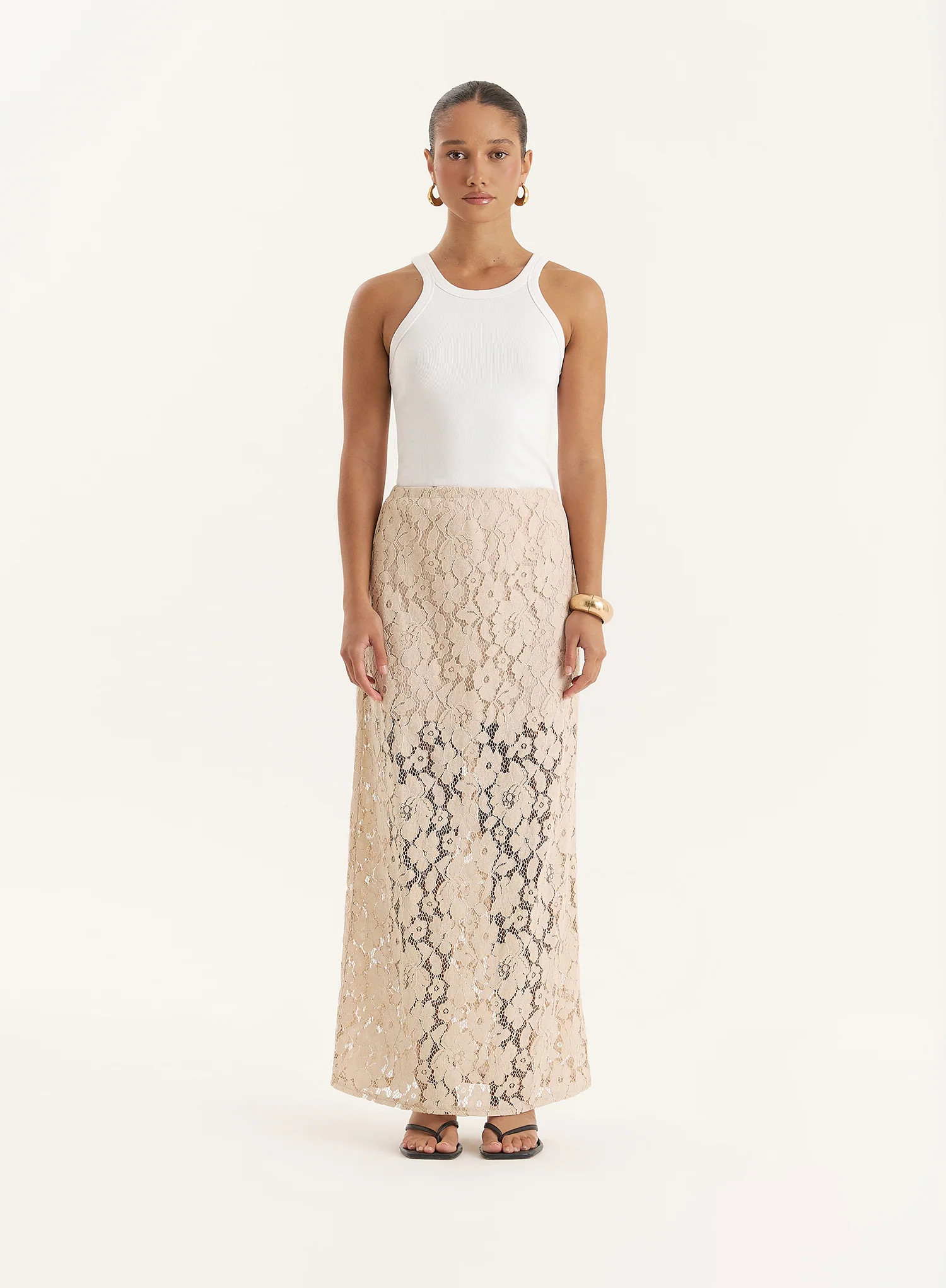 Beige Crochet Lace Maxi Skirt- Elijah | 4th & Reckless