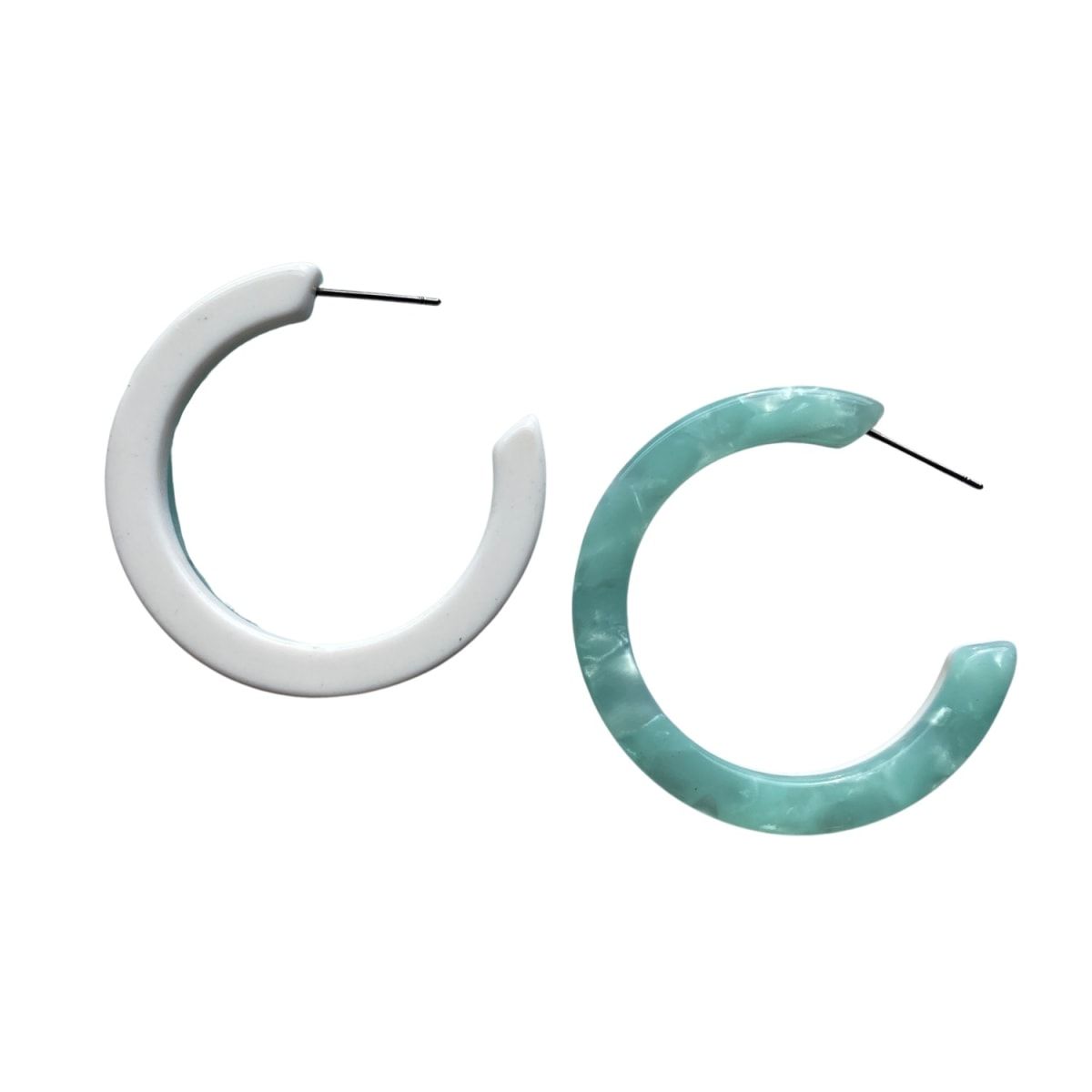 Classic Hoop Earrings In Teal & White | Wolf & Badger (US)