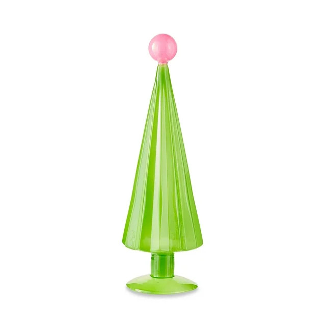 Green & Pink Glass Christmas Tree Decoration, 12.25 in, by Holiday Time | Walmart (US)