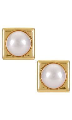 Ettika Square Pearl Stud Earrings in Pearl from Revolve.com | Revolve Clothing (Global)