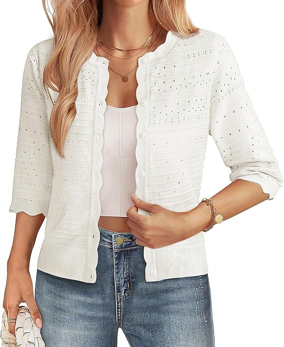 GRACE KARIN Womens 3/4 Sleeve Cardigan Sweater, Lightweight Cropped Cardigan Trendy, Dressy Casua... | Amazon (US)