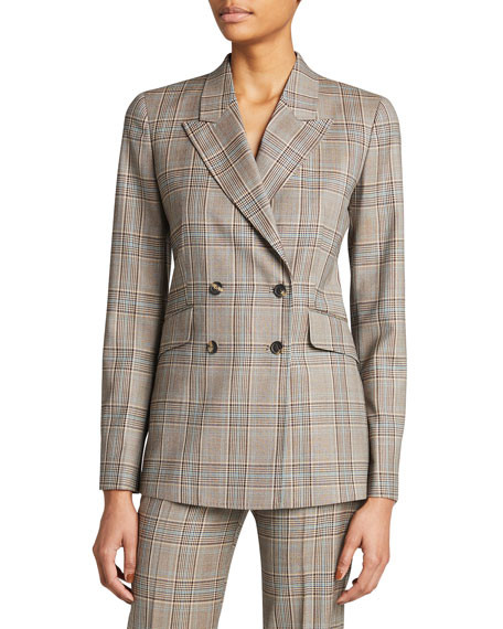 Gabriela Hearst Angela Double-Breasted Plaid Wool Blazer | Neiman Marcus