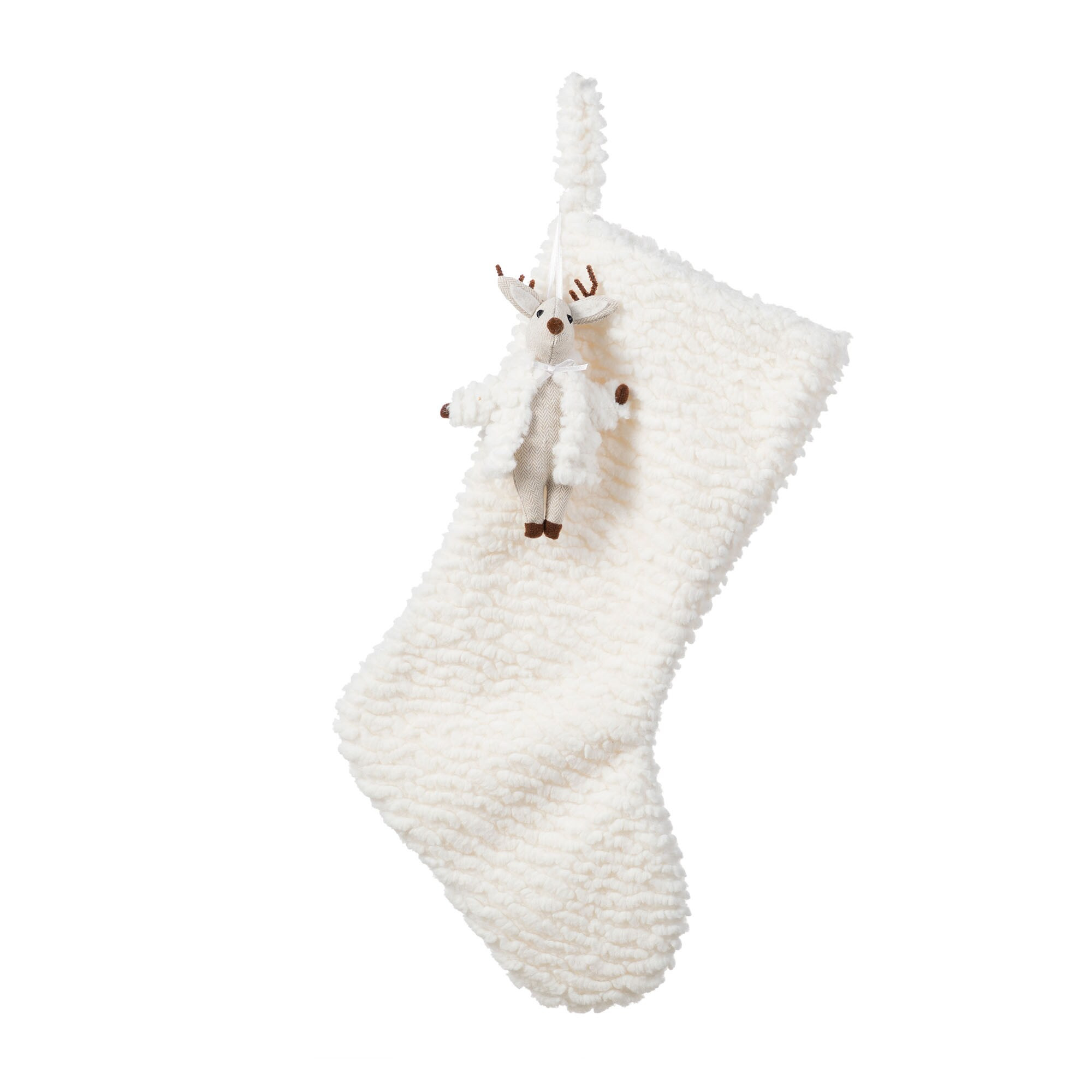 Glitzhome 21-in White Christmas Stocking Polyester | 2004700148 | Lowe's