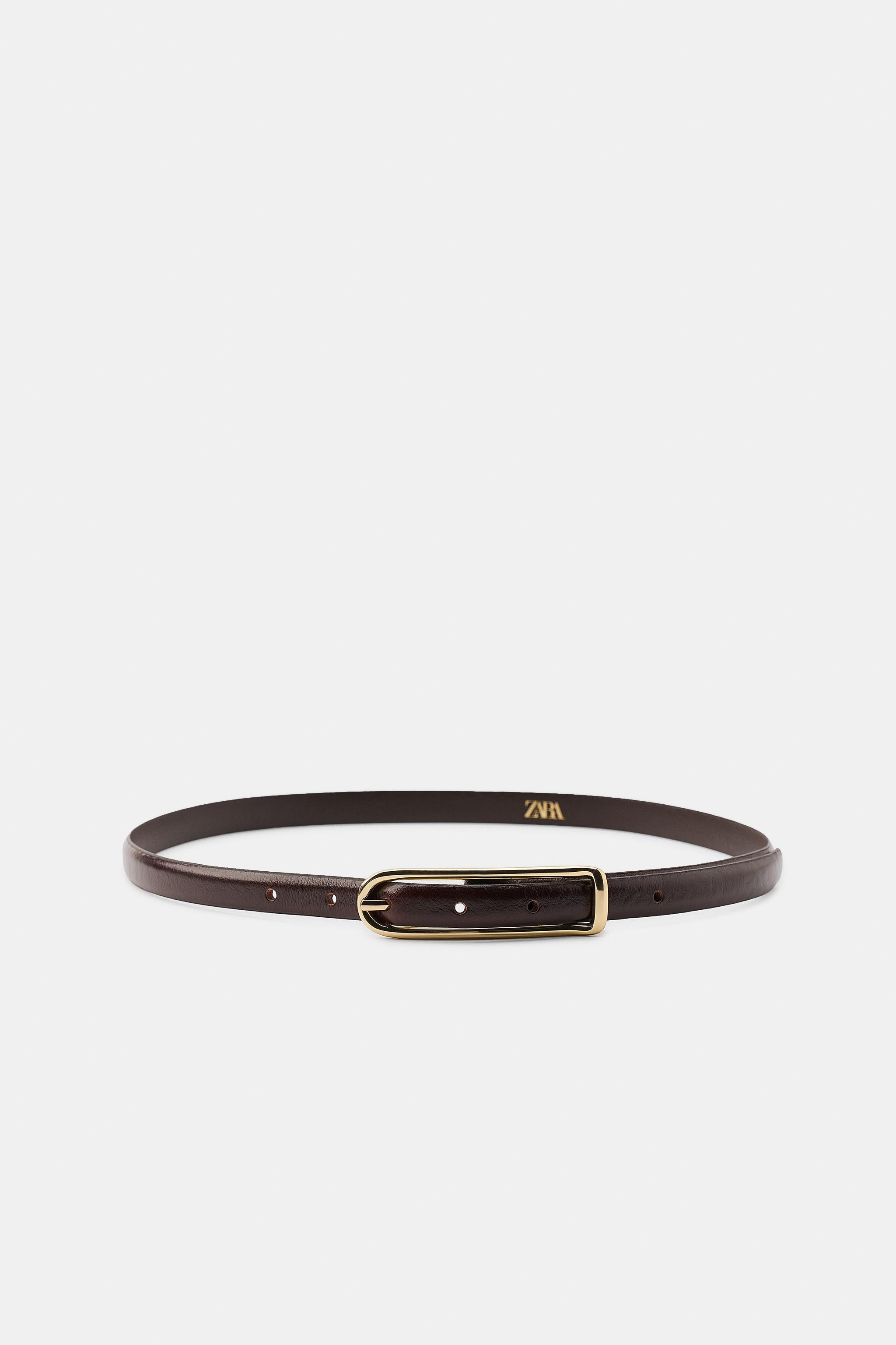 100% LEATHER SLIM BELT | Zara UK