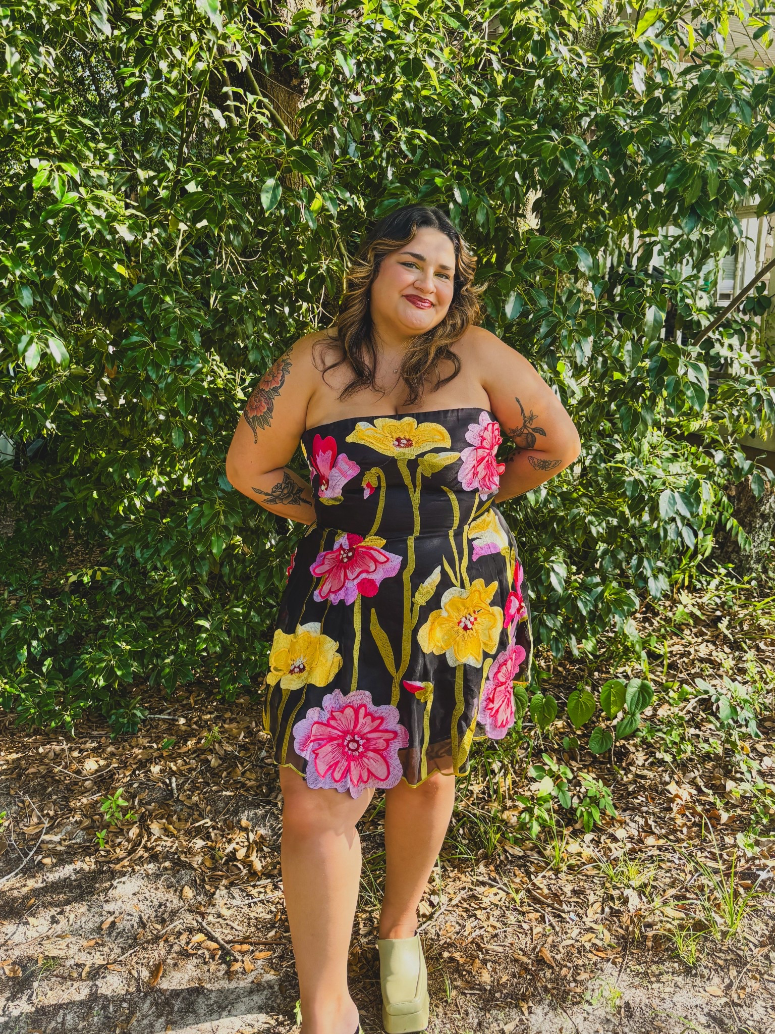 This is the By Anthropologie Strapless Floral Organza Mini Dress and it is fun & flirty - perfect for a summer date night, brunch with the gals, or even a garden party. They have tons of dresses to help your personal style bloom this summer 🌸🌷🌼 I am wearing an XL

#LTKSummerEdit #LTKPlusSize #LTKMidsize