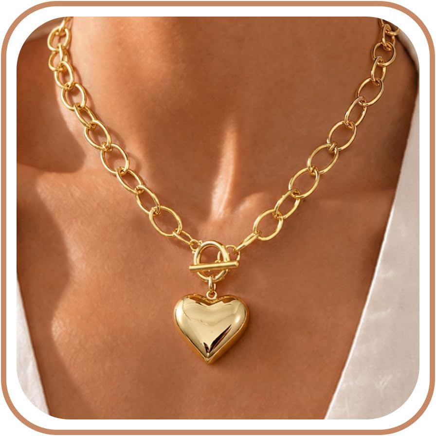 Gold Chunky Necklace for Women trendy statement Chain Necklaces | Amazon (US)
